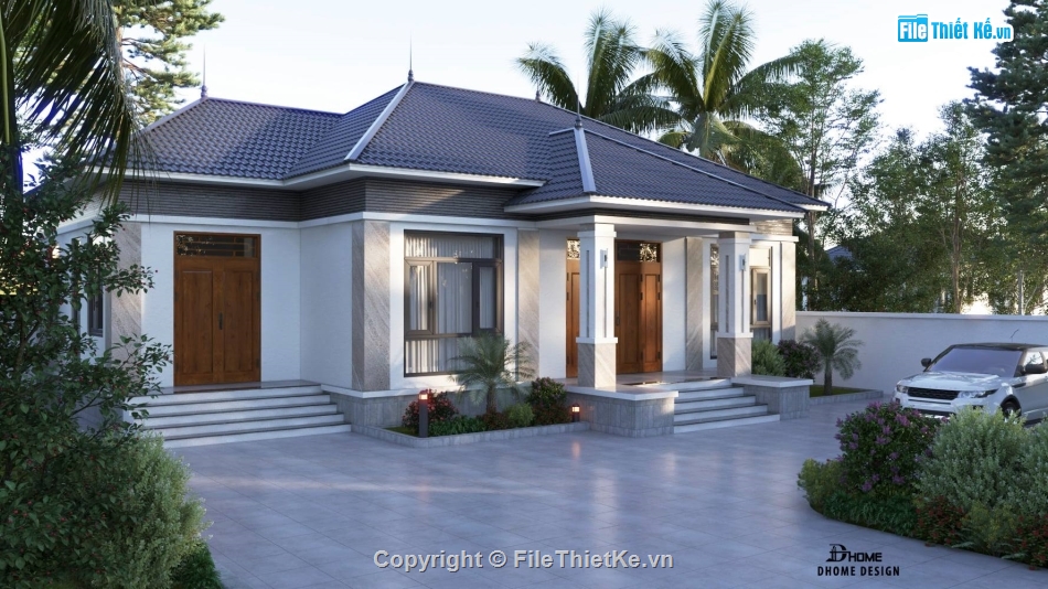 biệt thự 1 tầng,sketchup biệt thự 1 tầng,phối cảnh biệt thự 1 tầng,su biệt thự 1 tầng